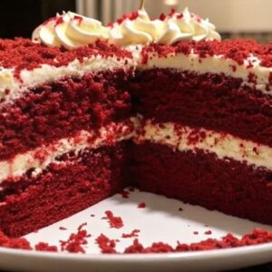 vegan red velvet cake slice