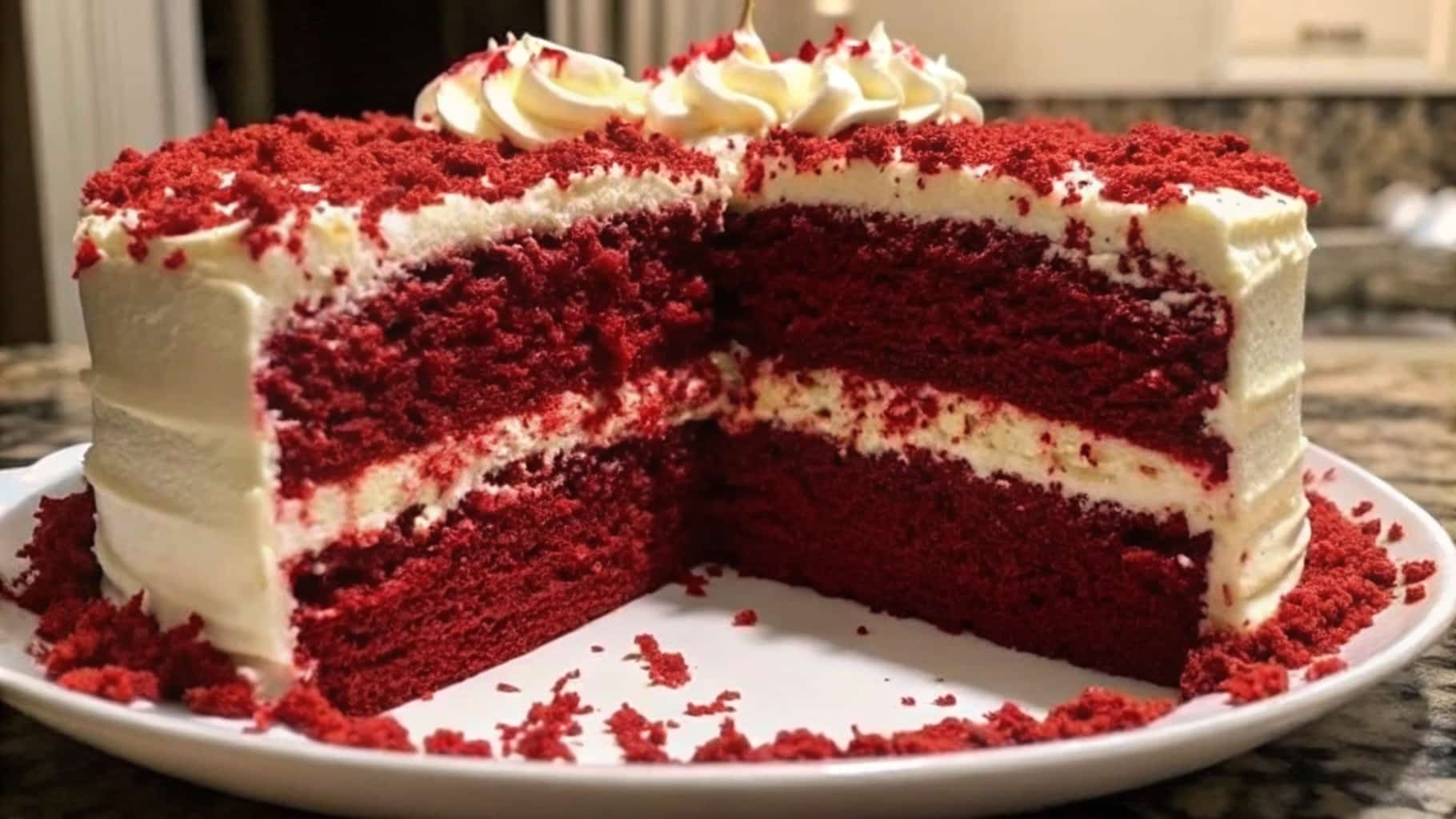 vegan red velvet cake slice
