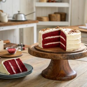 Gluten Free Vegan Red Velvet Cake That’s Moist, Rich, and Perfect for Everyone 6 Gluten free vegan red velvet cake on cake stand
