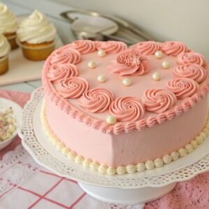 Vintage heart cake on lace stand