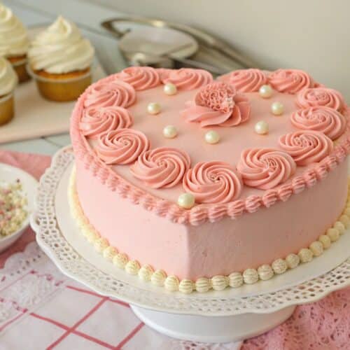 Vintage heart cake on lace stand