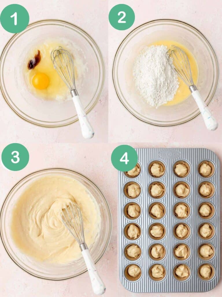 Filling mini cupcake liners with batter