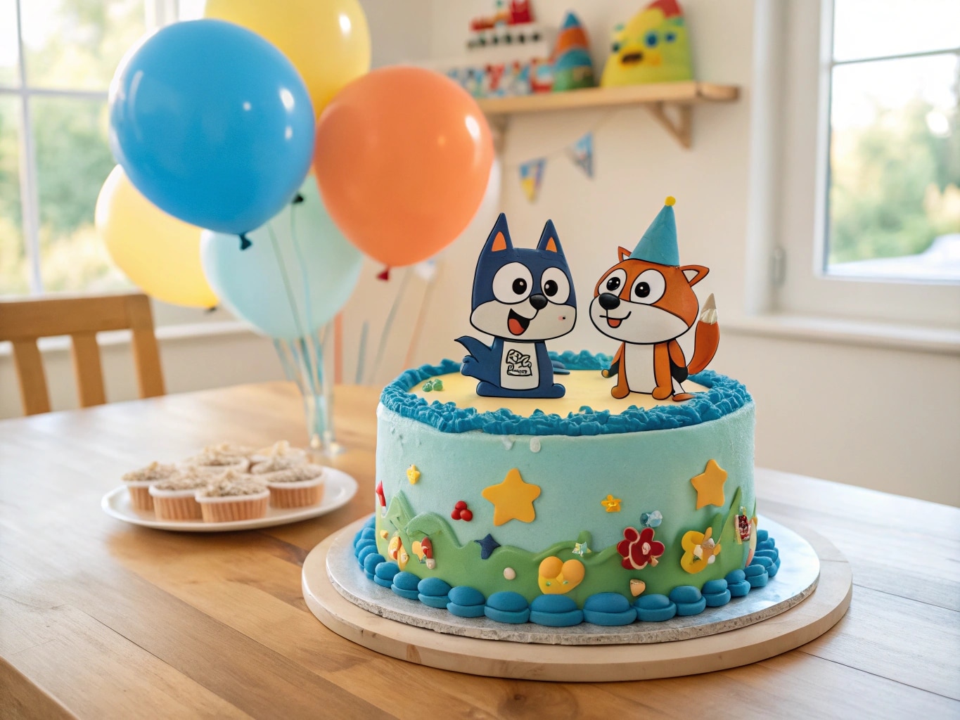 bluey and bingo cake birthday table display