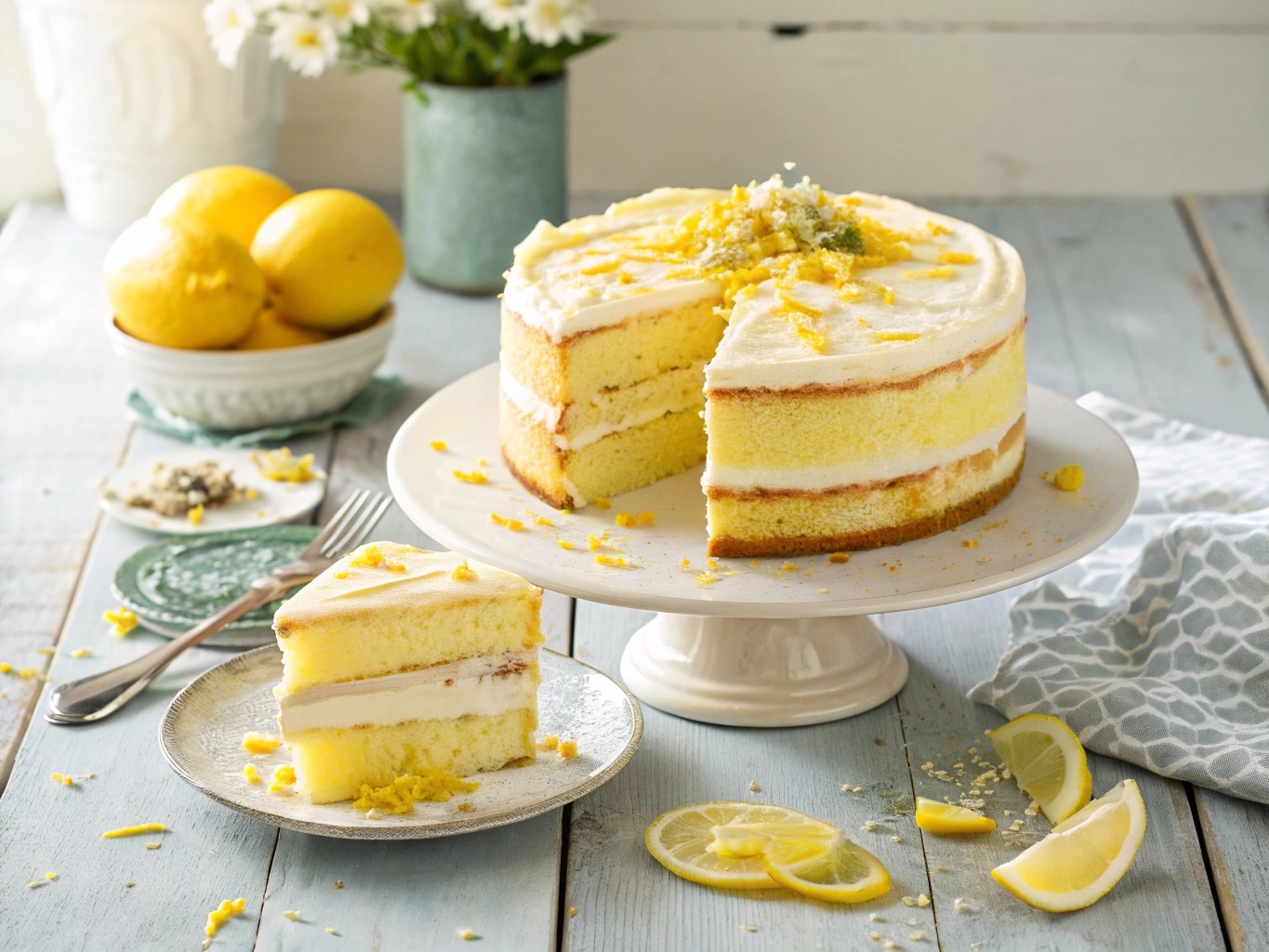 Limoncello mascarpone cake with creamy layers and lemon zest