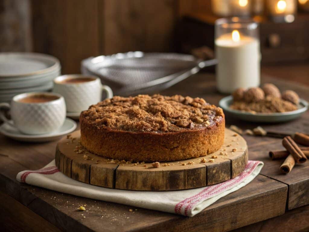 vegan coffee cake with cinnamon crumb topping