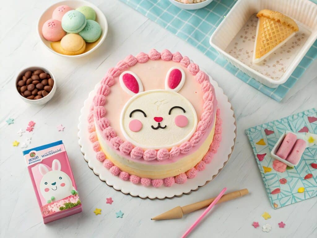 Baskin Robbins Labubu character cake with pastel design