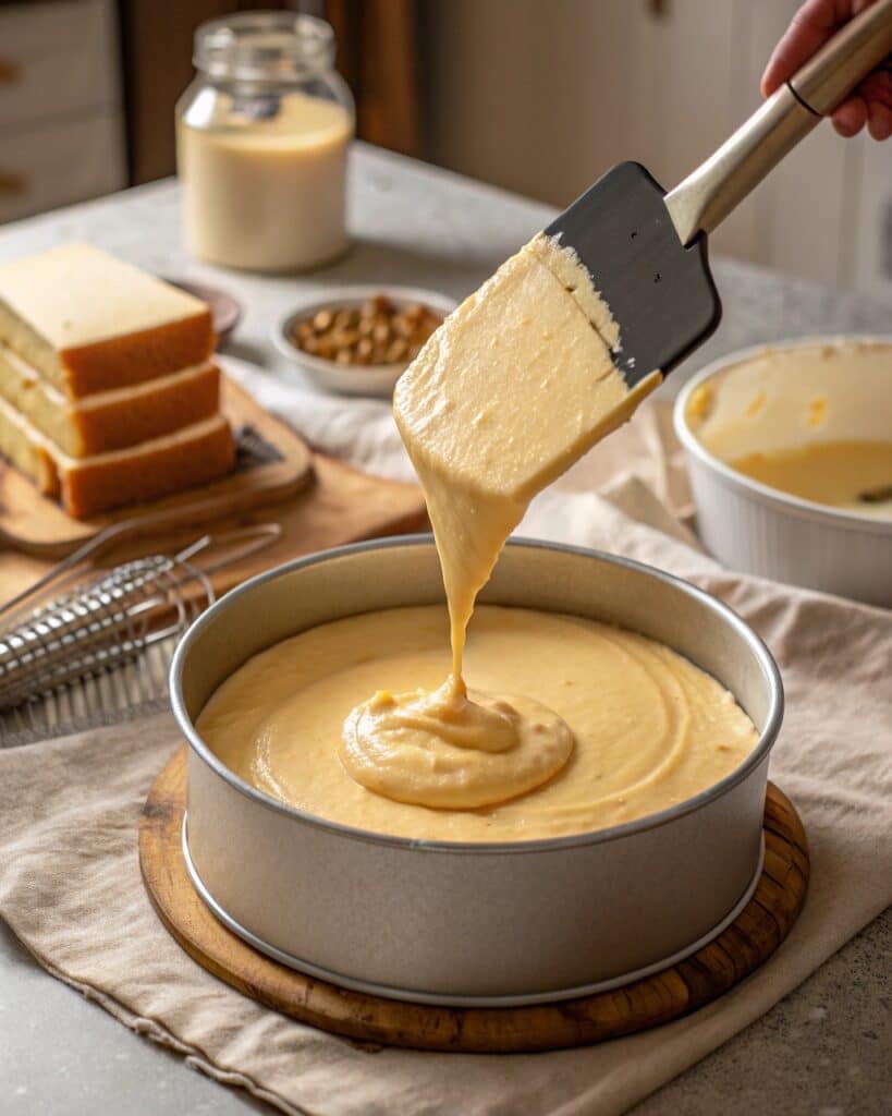 pouring-coconut-cake-batter