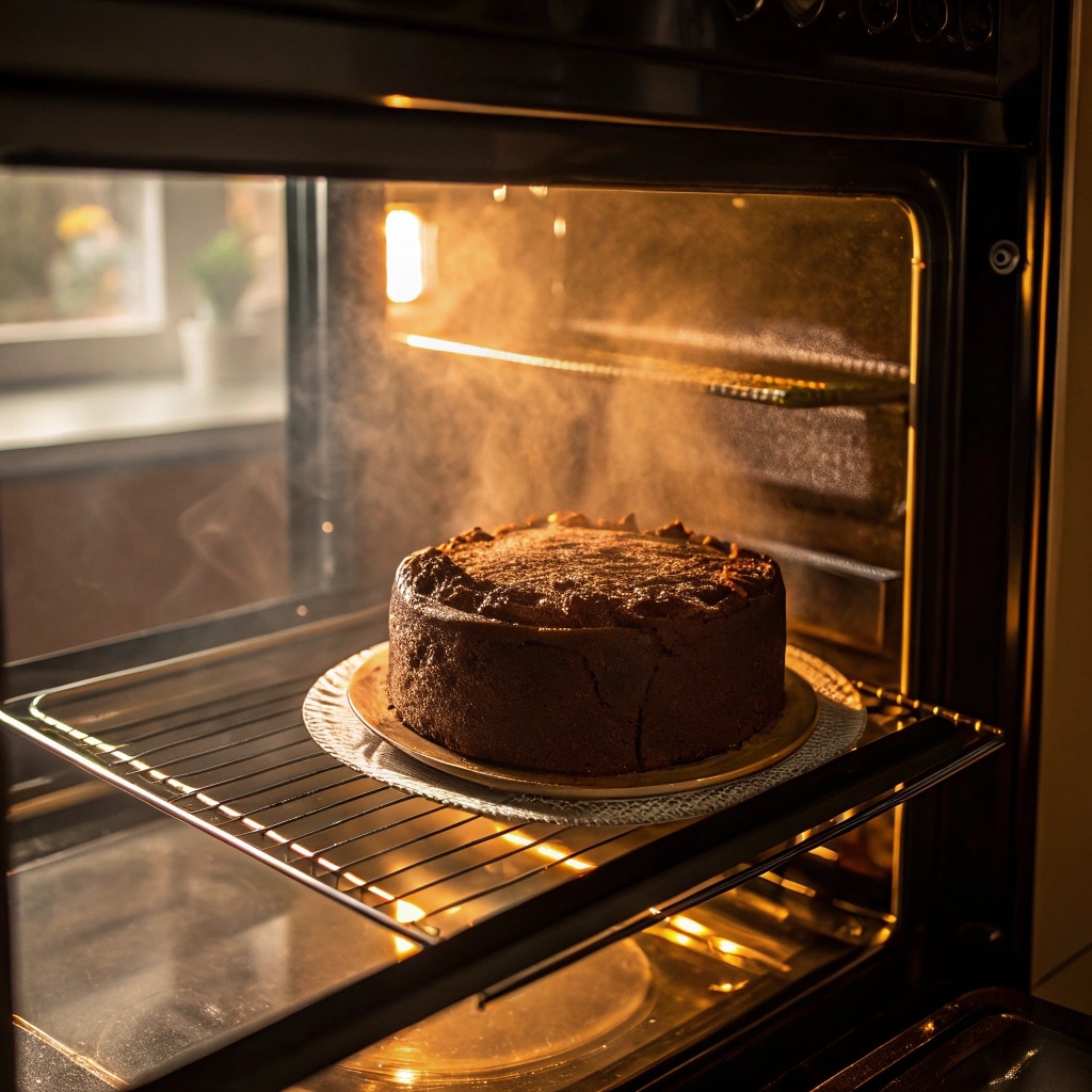 Easy chocolate cake for kids baking in the oven