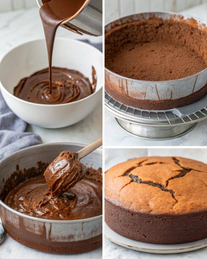 Step-by-step vegan flourless chocolate cake process