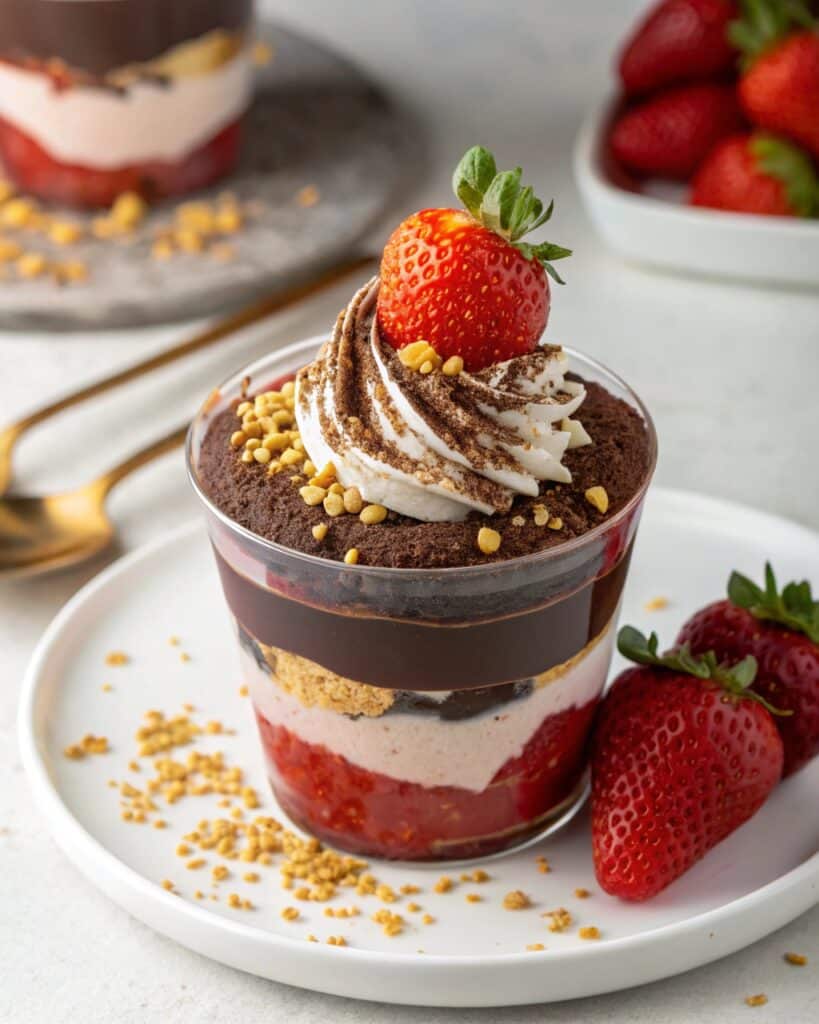 Dubai chocolate strawberry dessert cup
