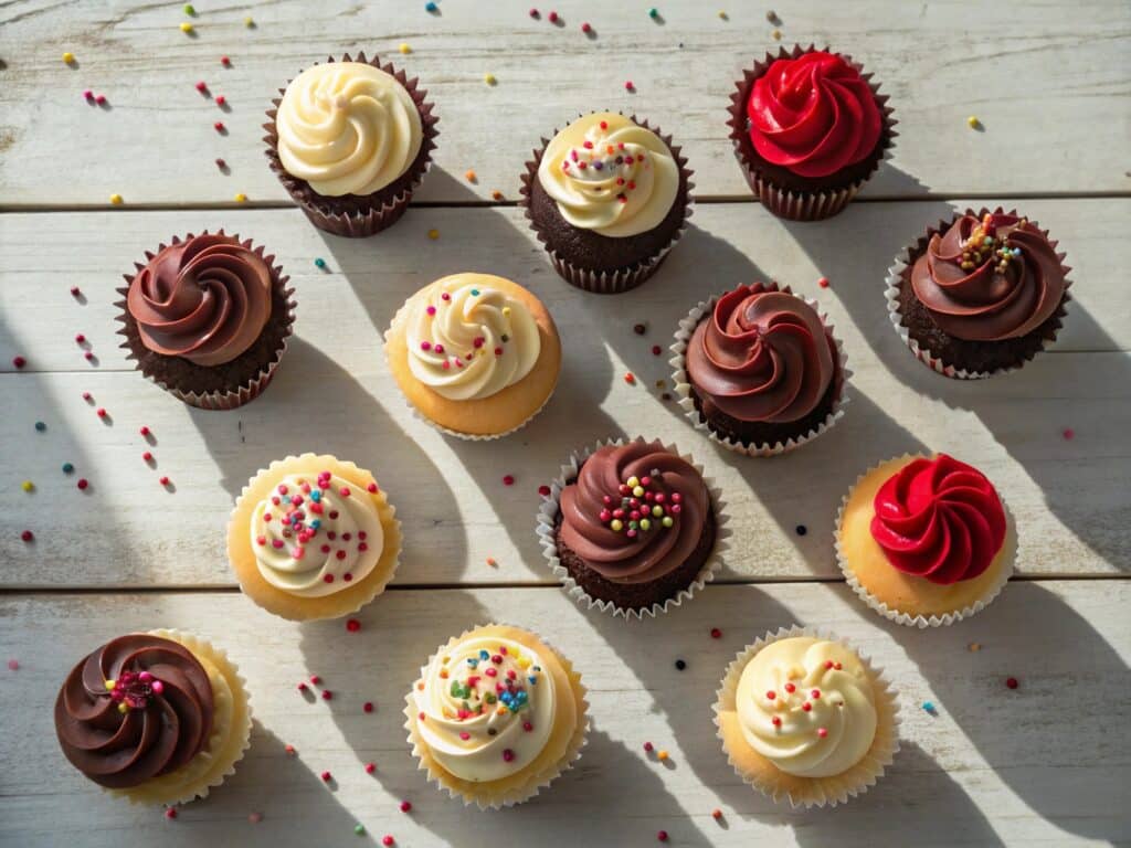 Mini cupcakes displayed on dessert stand