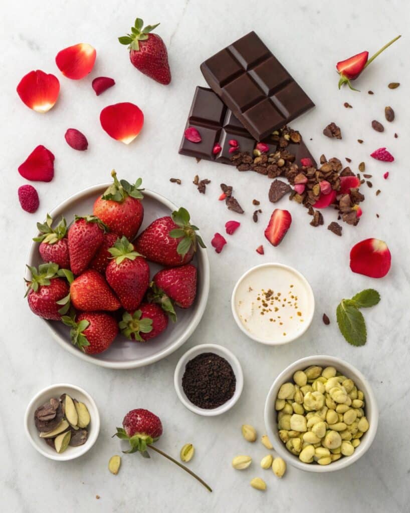 Ingredients for Dubai chocolate strawberries