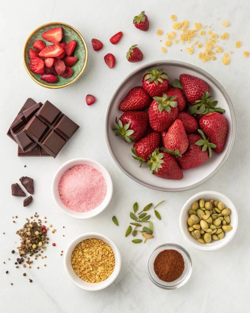 Ingredients for luxury chocolate covered strawberries