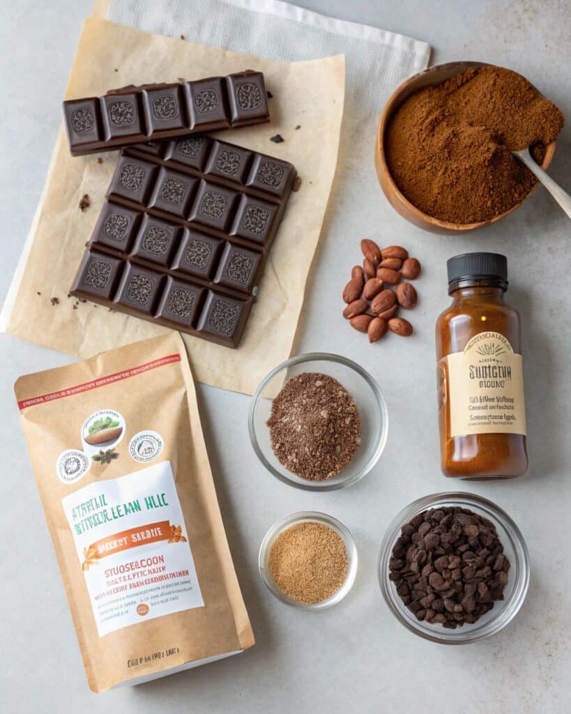 Ingredients for vegan flourless chocolate cake