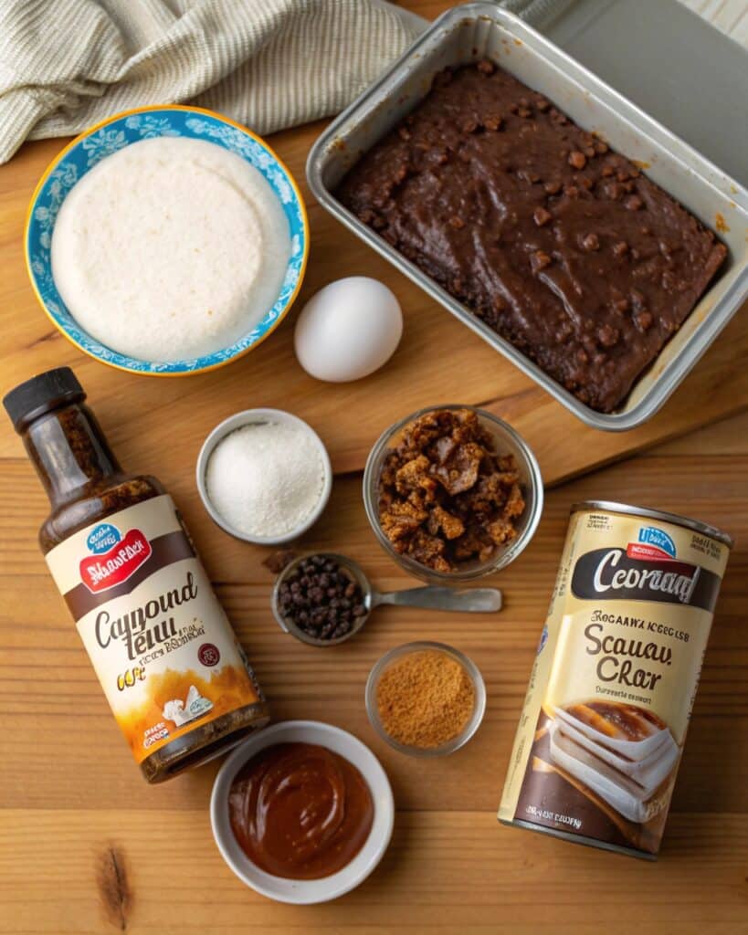Ingredients for German chocolate poke cake
