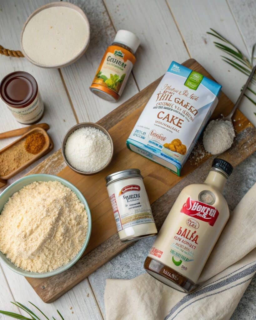 vegan tres leches cake ingredients laid out