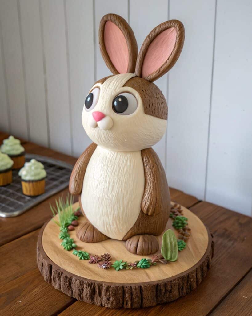 Sculpted 3D Labubu cake with detailed fondant modeling