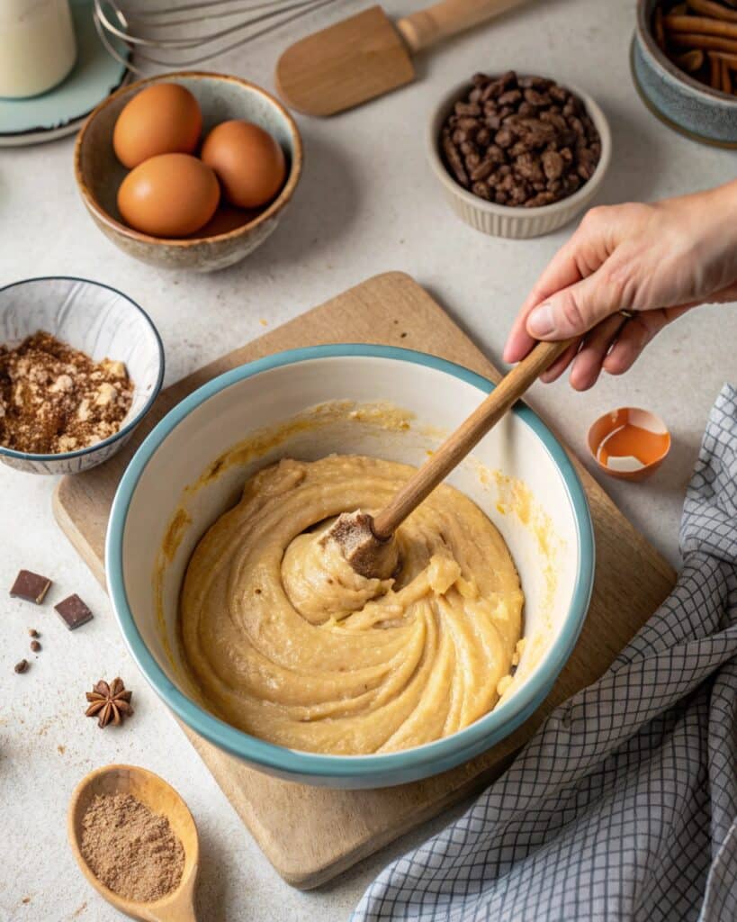 Mixing the batter for Lady Linda Coffee Cake