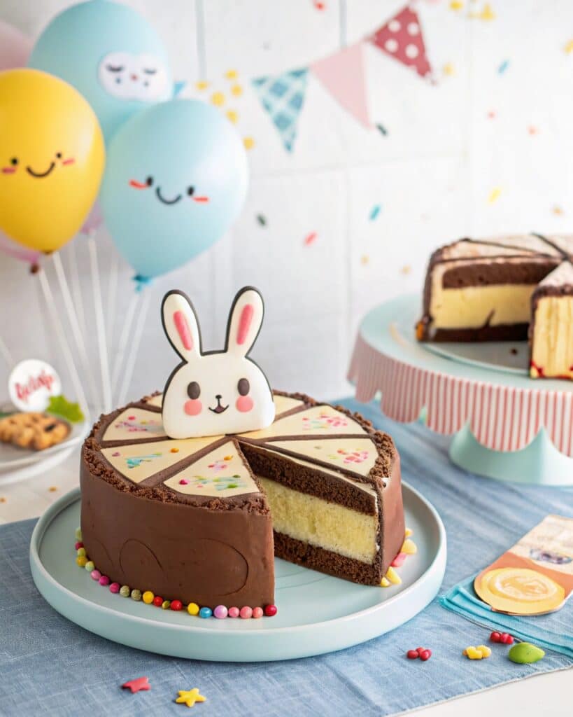 serving Labubu cake
