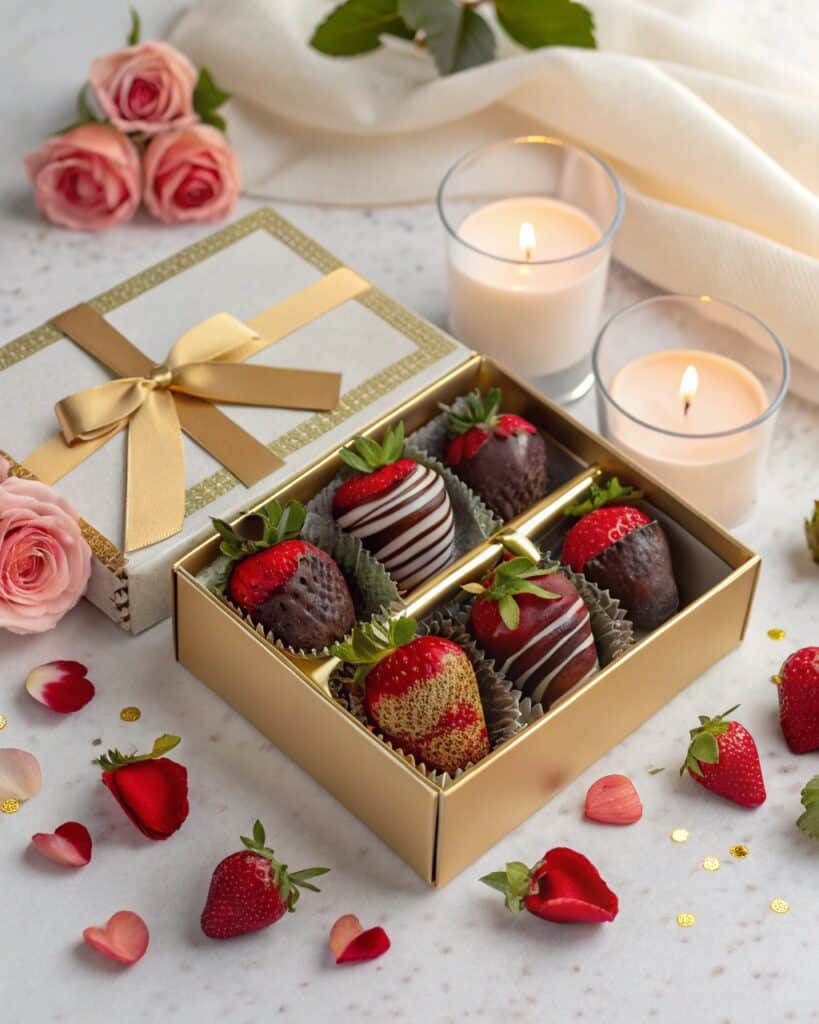 Dubai chocolate covered strawberries gift box