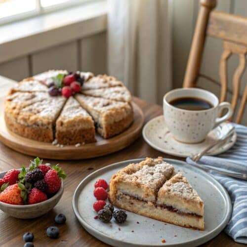 Served slice of vegan coffee cake