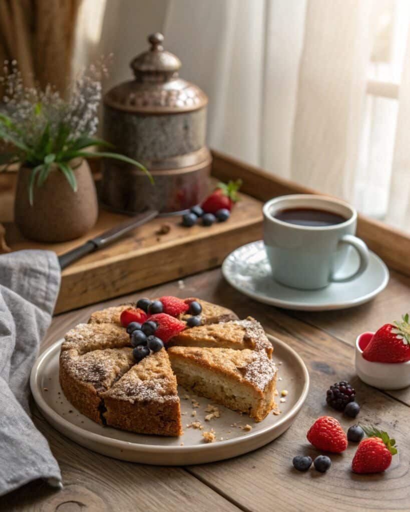 served slice of vegan coffee cake