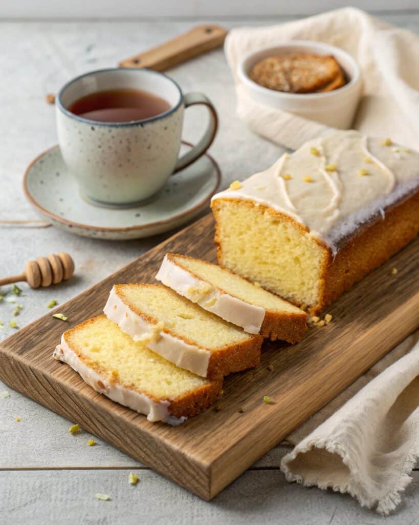 vegan vanilla pound cake slices