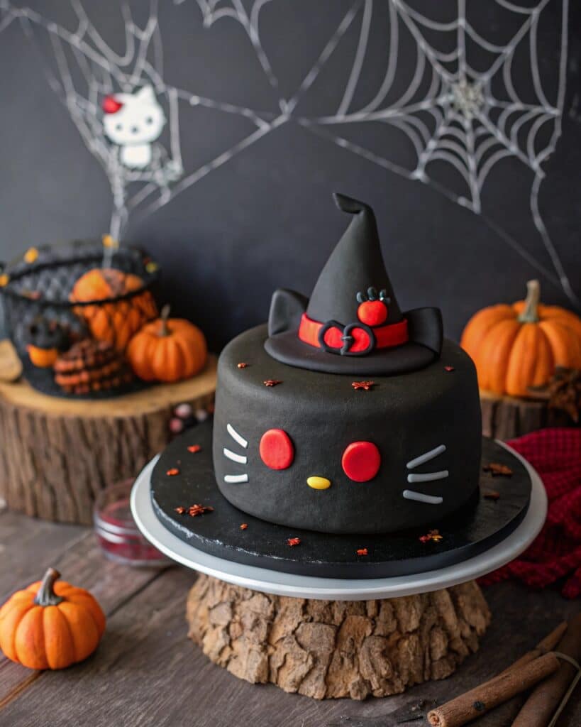 Spooky Hello Kitty cake with Halloween theme