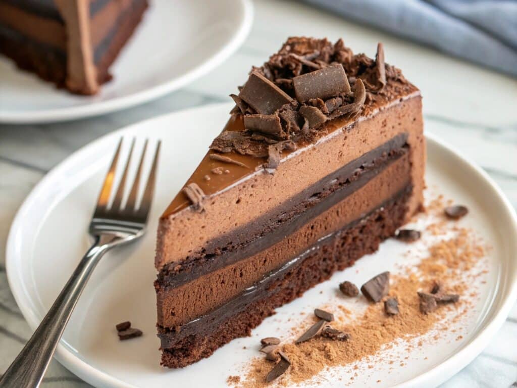 chocolate mousse cake with creamy filling
