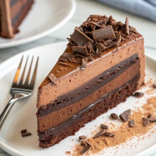 chocolate mousse cake with creamy filling
