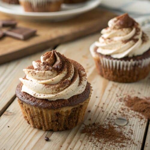 tiramisu cupcakes with mascarpone and cocoa frosting
