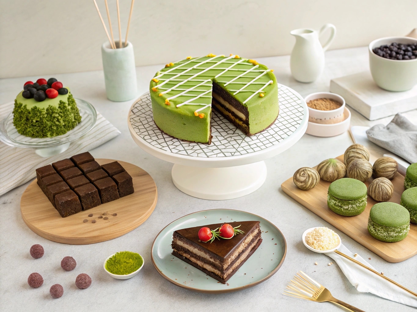 trending cakes 2025: labubu, matcha, opera, and vegan chocolate cakes
