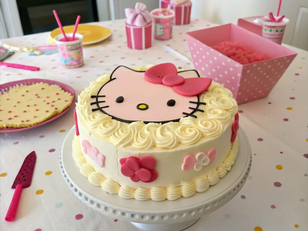 3D Hello Kitty birthday cake with pink bow