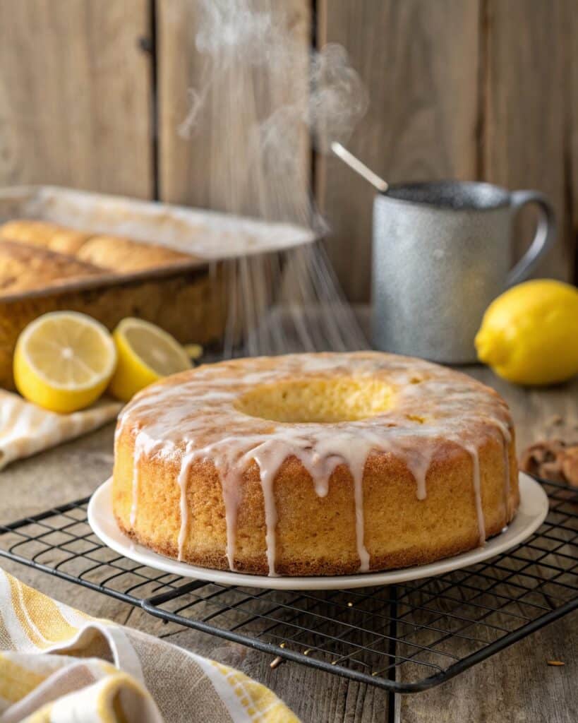 Freshly baked lemon buttermilk pound cake