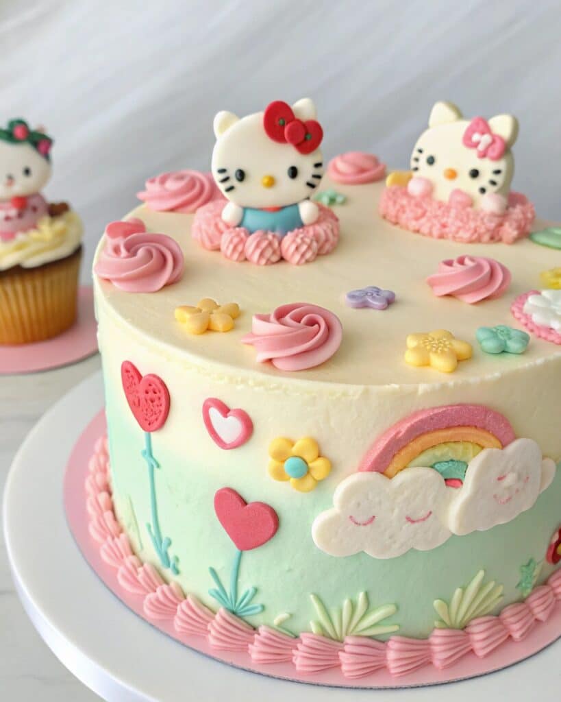 Hello Kitty cake decoration using fondant