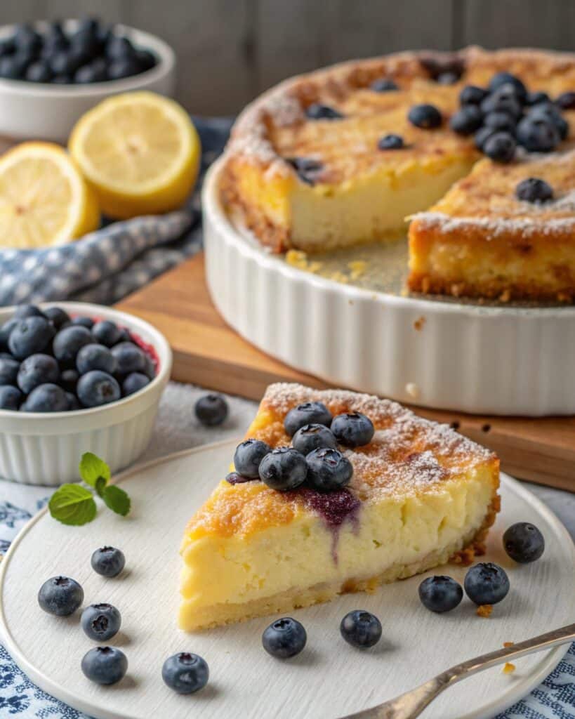 Lemon cream cheese dump cake with blueberry variation