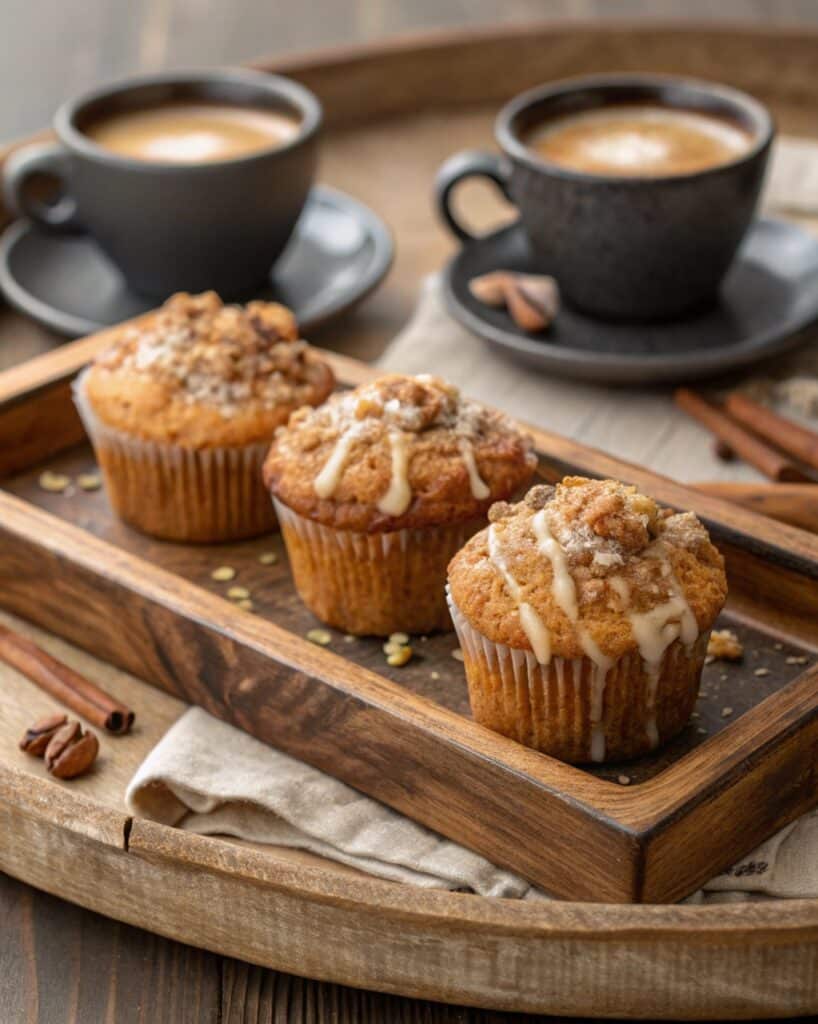 Coffee cake muffins served with espresso