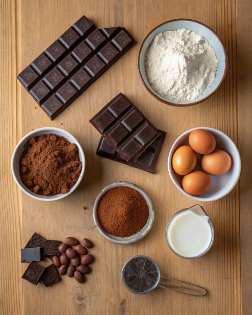 ingredients for chocolate ganache cake
