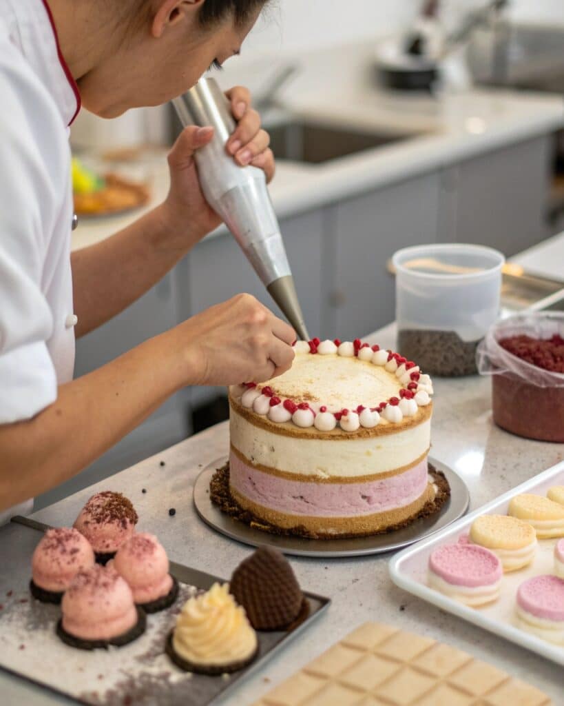 Homemade Labubu ice cream cake in progress