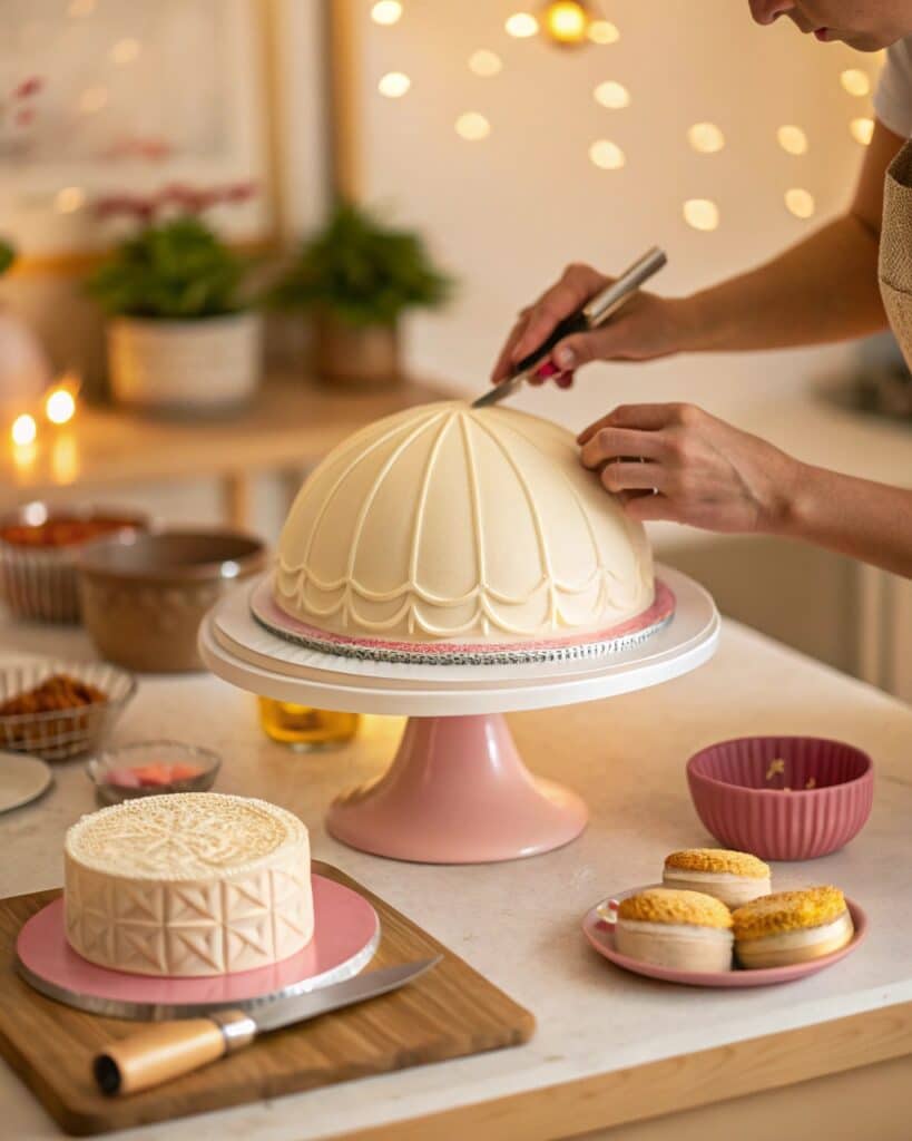 trimming dome layers for barbie cake