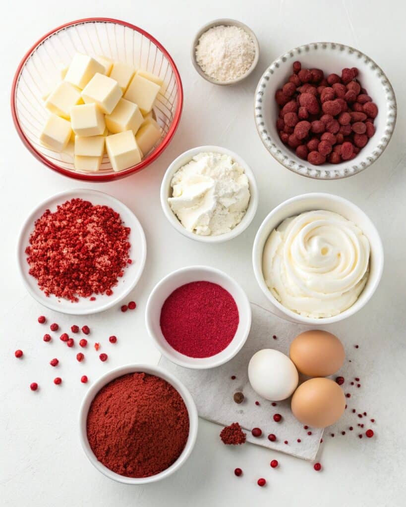 an organized layout of ingredients required for a