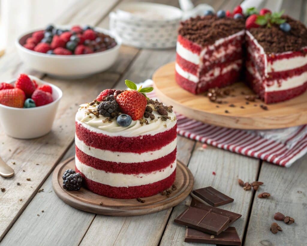 Delicious Red Velvet Layer Cake with cream cheese frosting