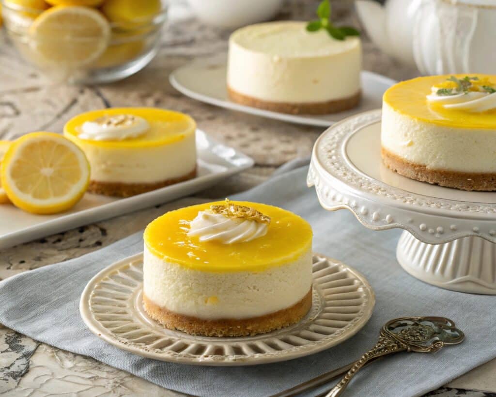 photorealistic close up of mini lemon mascarpone c