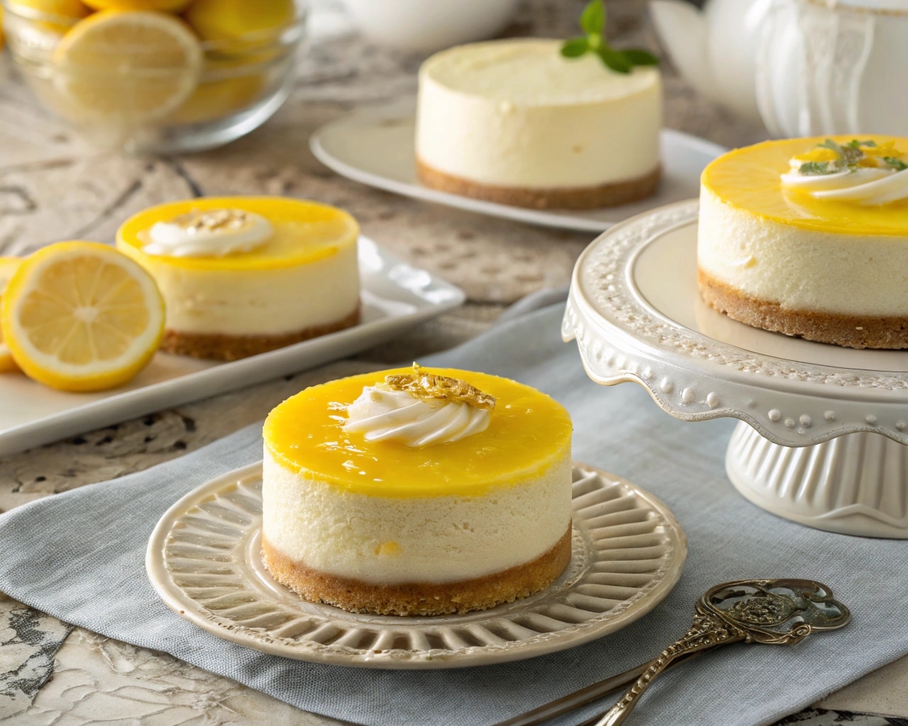 photorealistic close up of mini lemon mascarpone c
