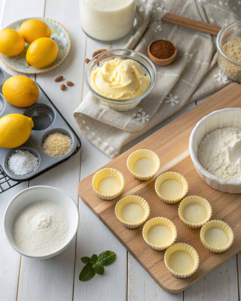 well organized ingredients for mini lemon mascarpo