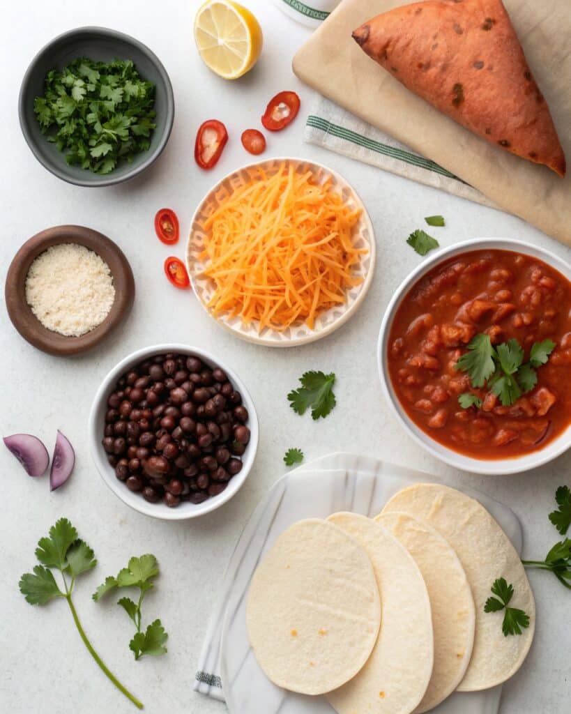 a beautifully arranged layout of ingredients inclu