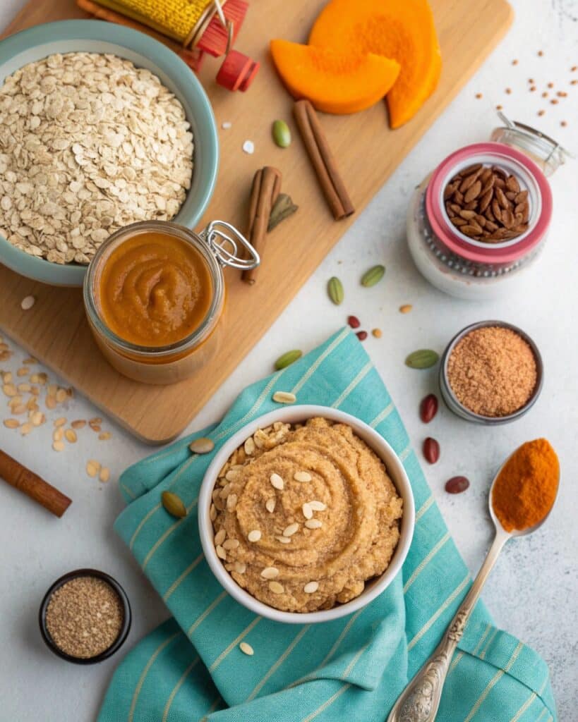 a colorful overhead view of the ingredients laid o