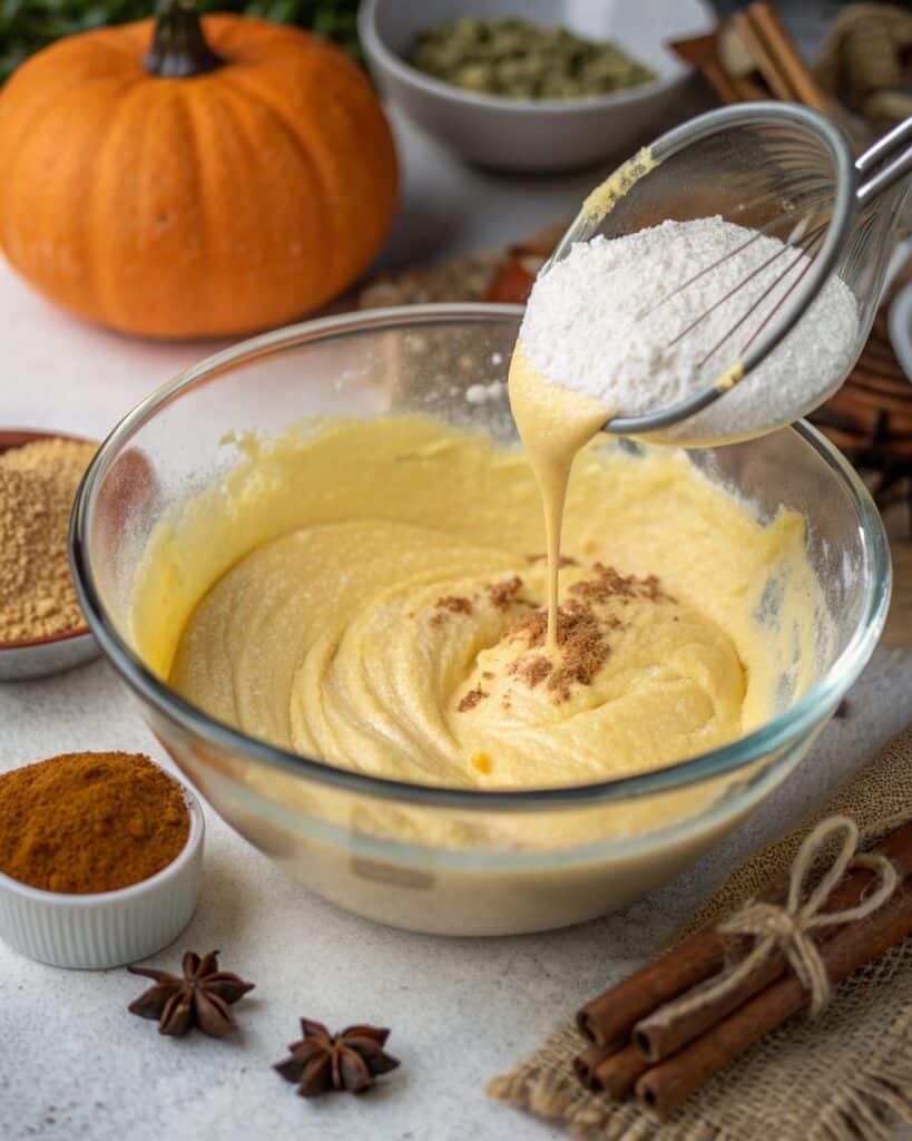 mixing bowl with the creamy mixture before adding