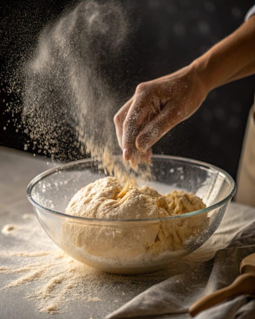 Mixing dough for focaccia