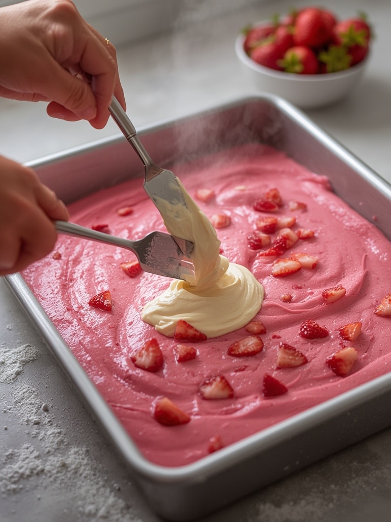strawberry earthquake cake - cooking process
